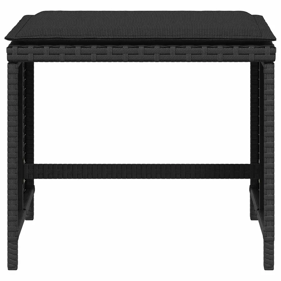 Tabourets de jardin et coussins lot de 4 noir 41x41x36 cm rotin - 5