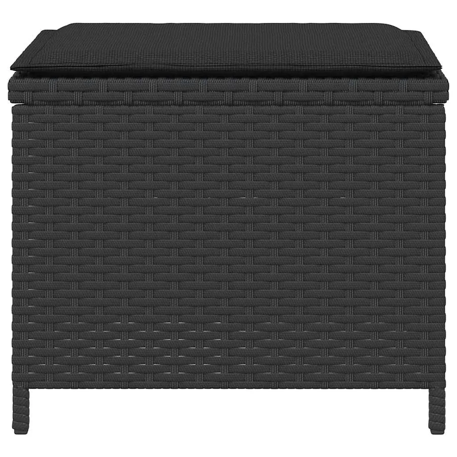 Tabourets de jardin et coussins lot de 4 noir 41x41x36 cm rotin - 6