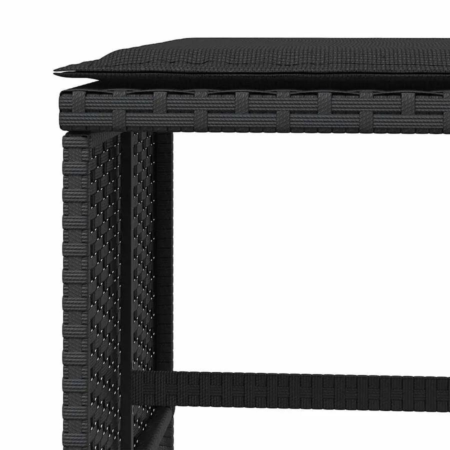 Tabourets de jardin et coussins lot de 4 noir 41x41x36 cm rotin - 8
