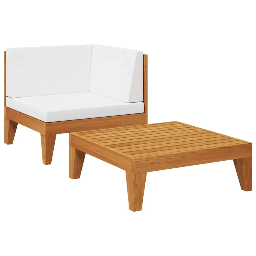Salon de jardin 2 pcs avec coussins Bois d'acacia solide - 2