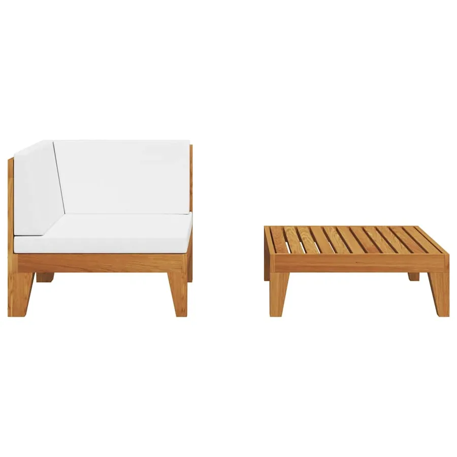 Salon de jardin 2 pcs avec coussins Bois d'acacia solide - 4