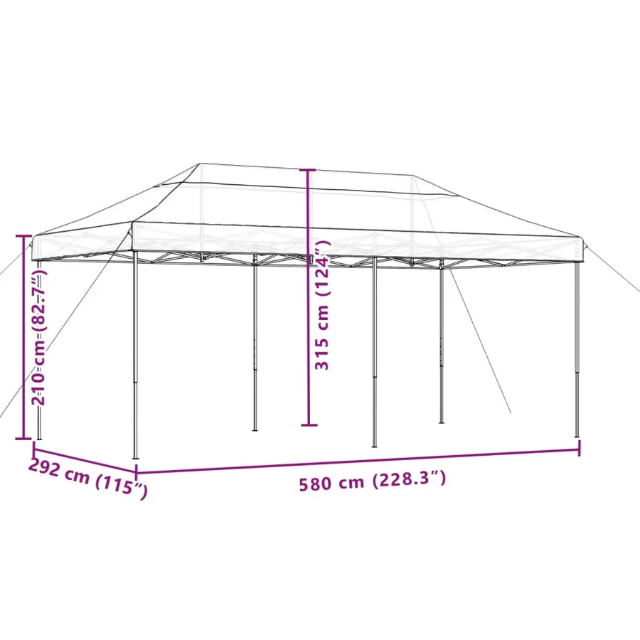 Tente de réception pliable escamotable beige 580x292x315 cm - 9