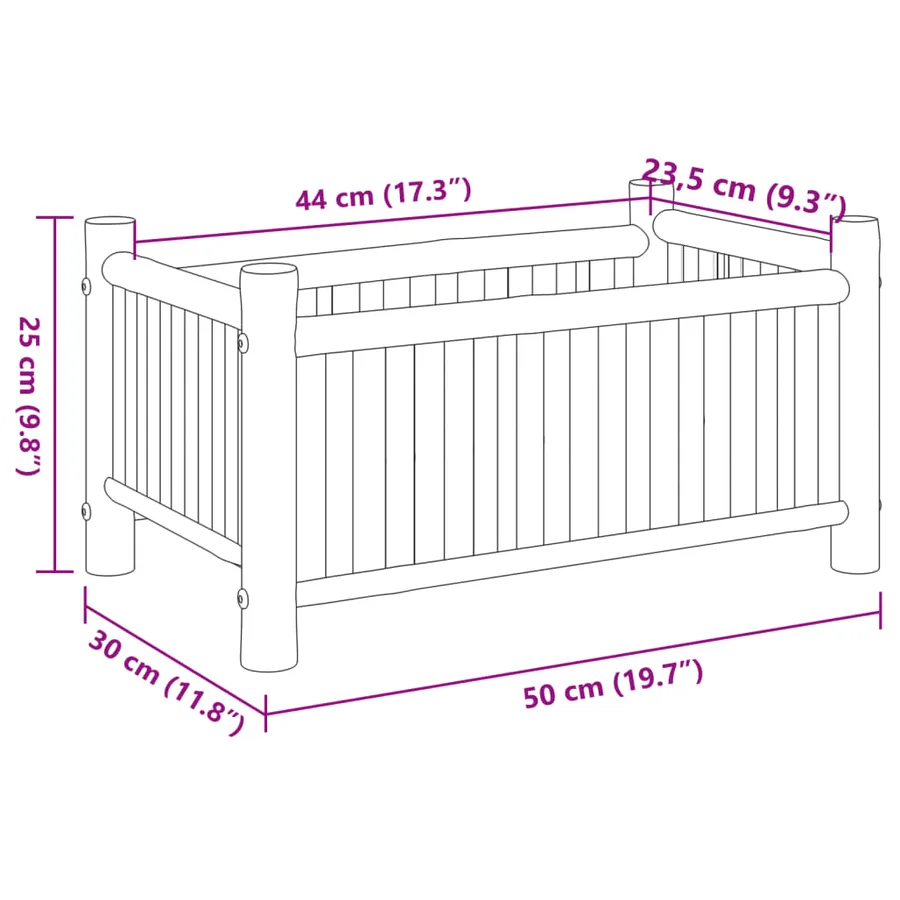 Jardinière 50x30x25 cm bambou - 8
