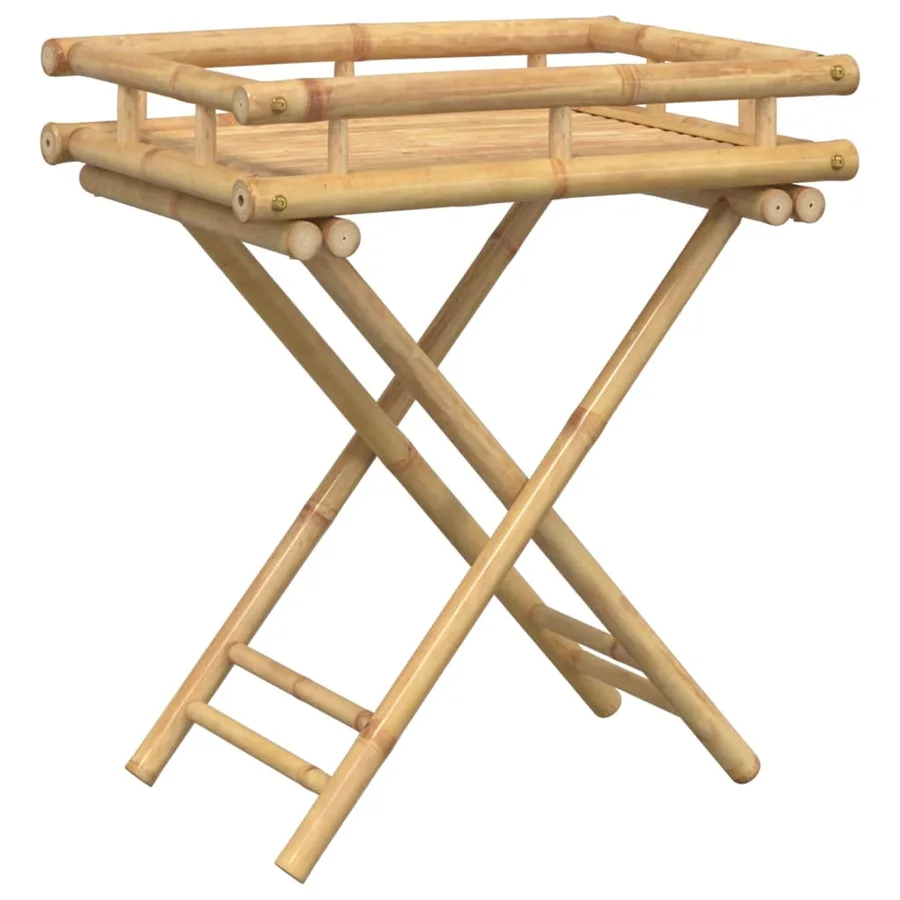Table à plateau pliante 60x40x68 cm bambou - 2