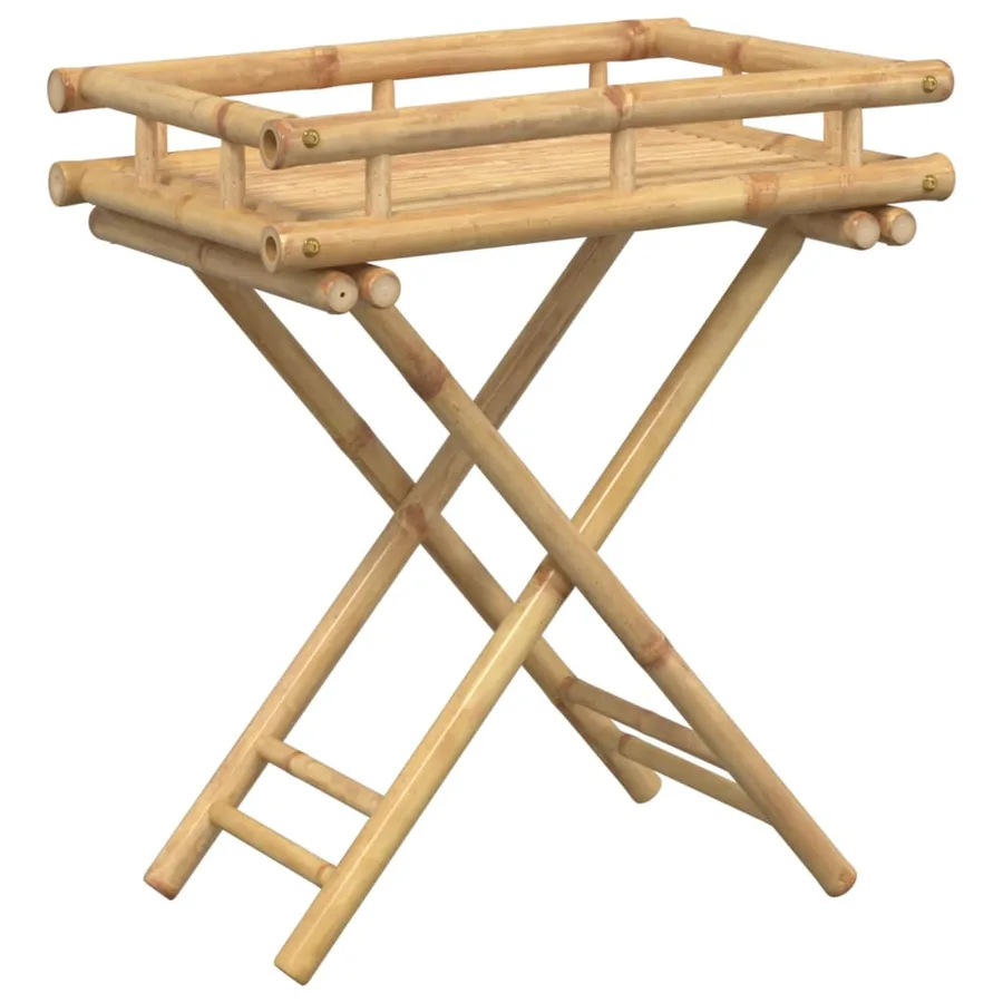 Table à plateau pliante 60x40x68 cm bambou - 7