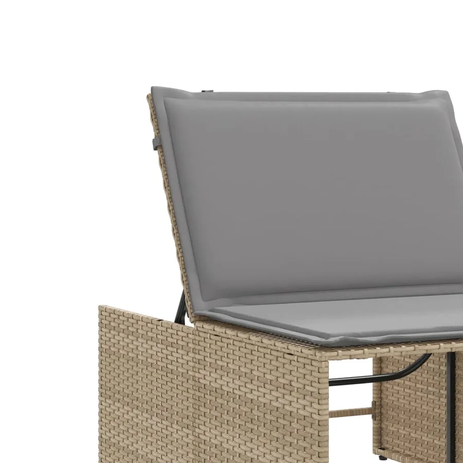 Chaises longues 2 pièces avec table en résine tressée gris clair - 23
