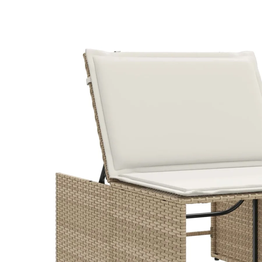 Chaises longues 2 pièces avec table en résine tressée gris clair - 36