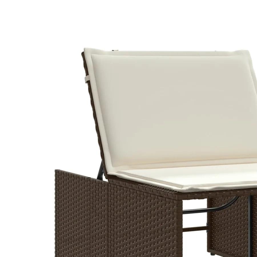 Chaises longues 2 pièces avec table en résine tressée gris clair - 49