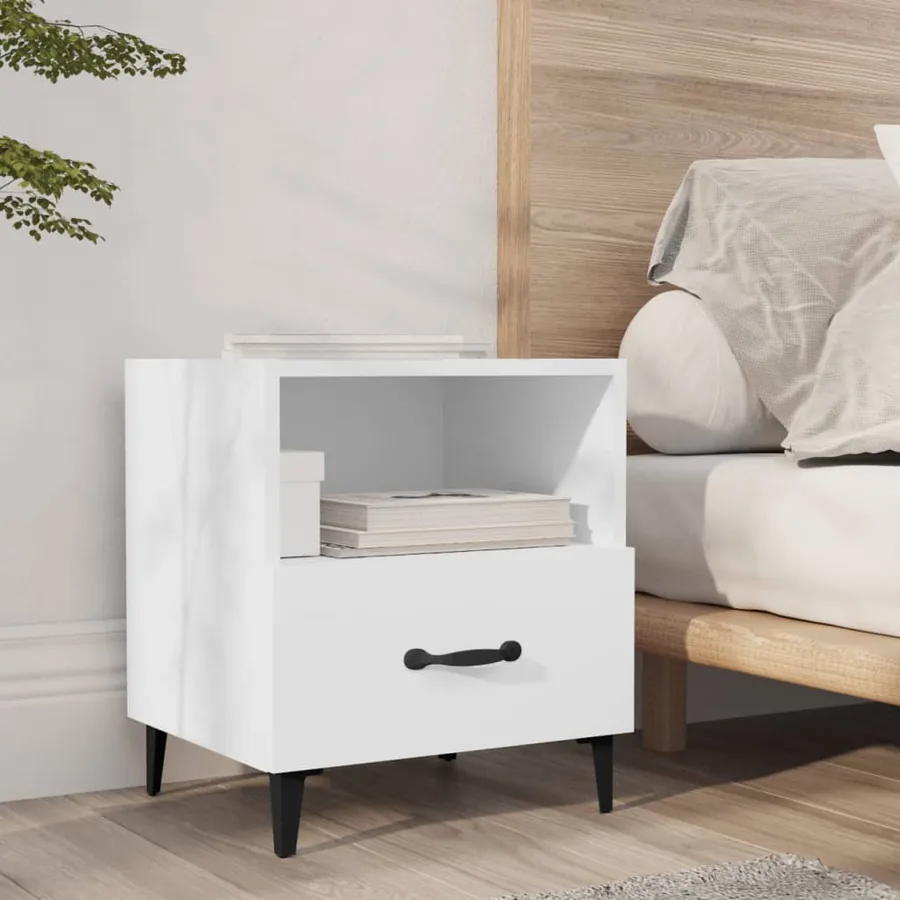 Tables de chevet 2 pcs Blanc Bois d'ingénierie - 8