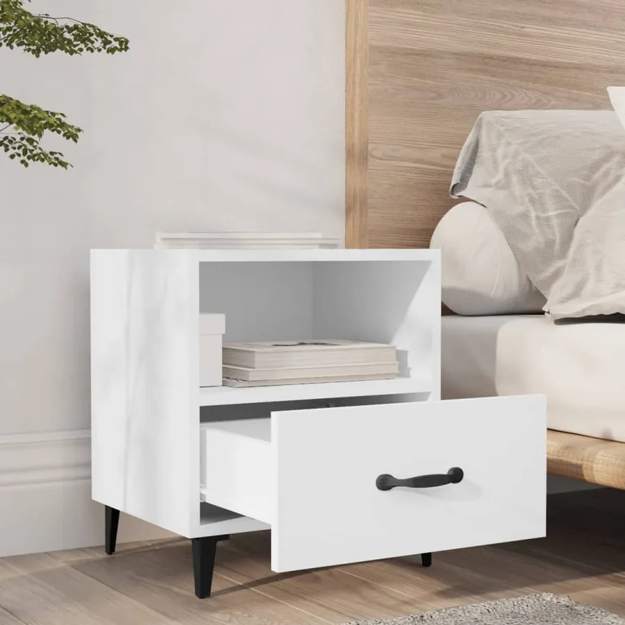 Tables de chevet 2 pcs Blanc Bois d'ingénierie - 9
