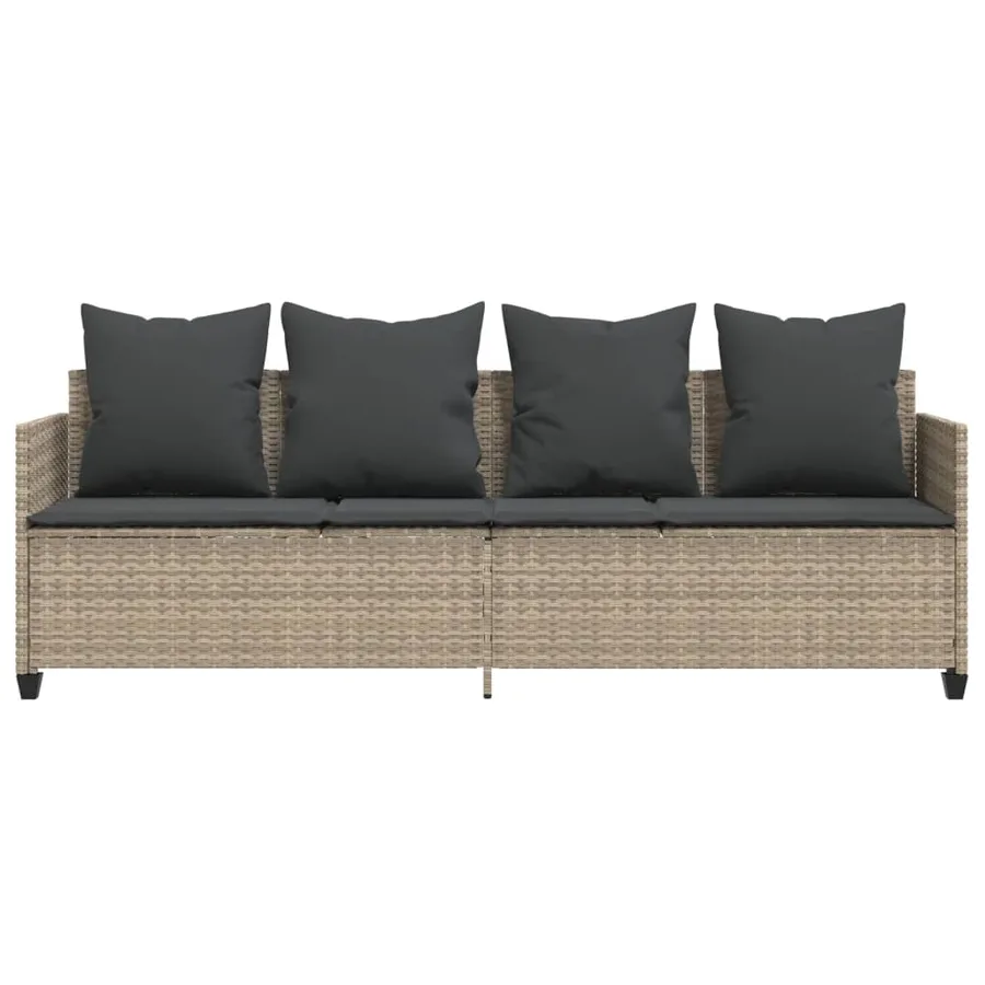 Chaise longue avec coussins gris clair résine tressée - 5