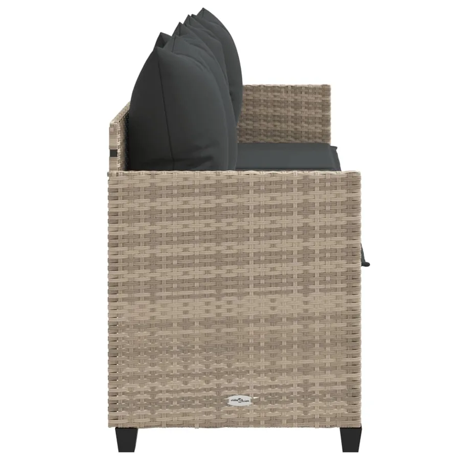 Chaise longue avec coussins gris clair résine tressée - 6