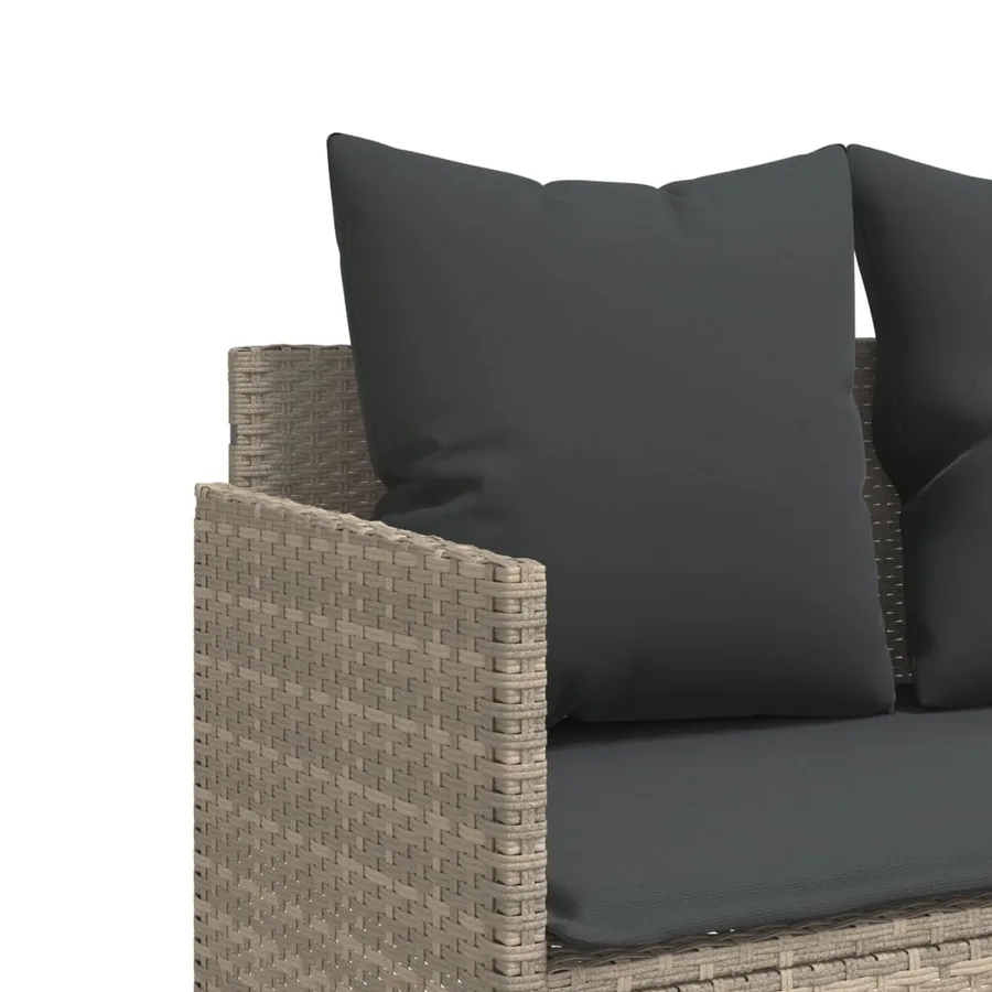 Chaise longue avec coussins gris clair résine tressée - 8