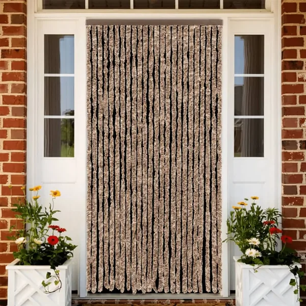 Rideau anti-mouches beige et marron foncé 100x200 cm chenille