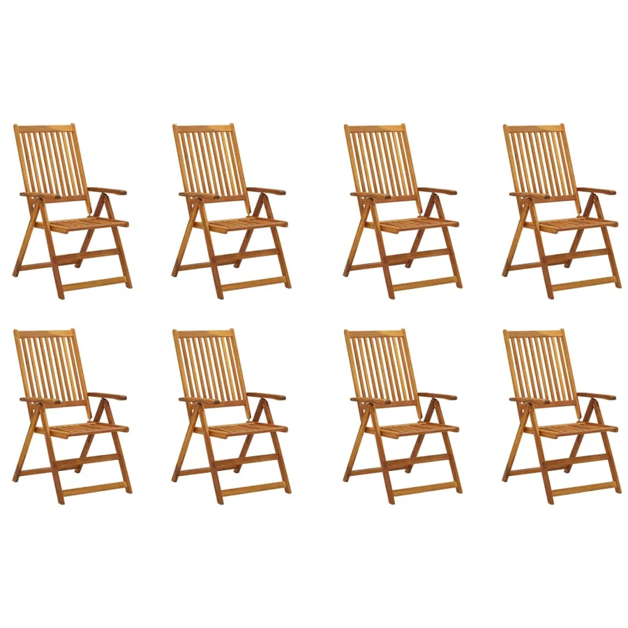 Chaises pliables de jardin avec coussins lot de 8 Bois d'acacia - 2