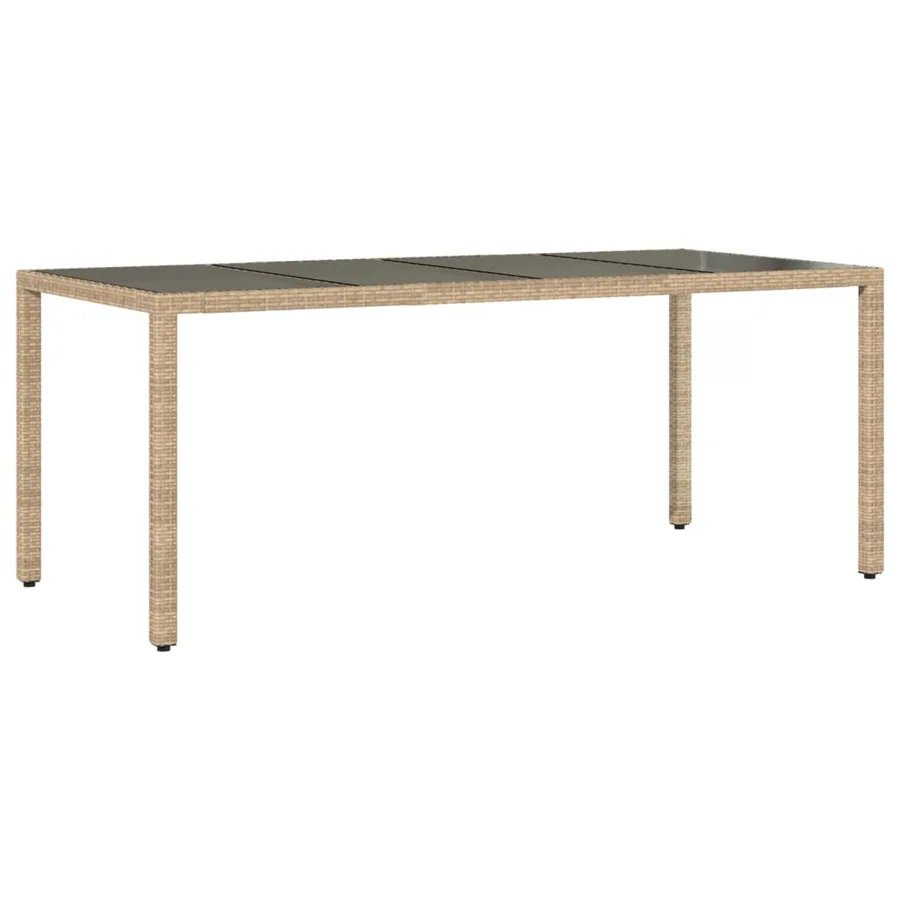 Table de jardin avec dessus en verre beige résine tressée - 2