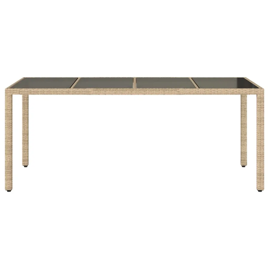 Table de jardin avec dessus en verre beige résine tressée - 4