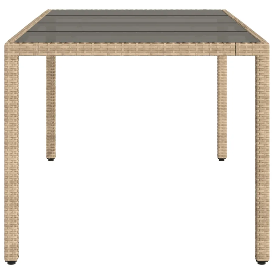 Table de jardin avec dessus en verre beige résine tressée - 5