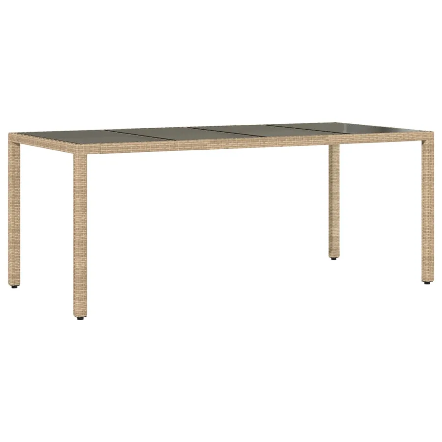 Table de jardin avec dessus en verre beige résine tressée - 6