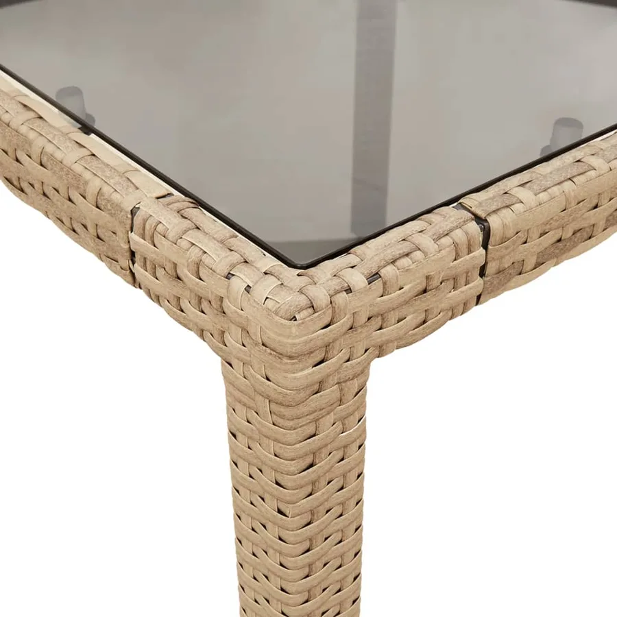 Table de jardin avec dessus en verre beige résine tressée - 8