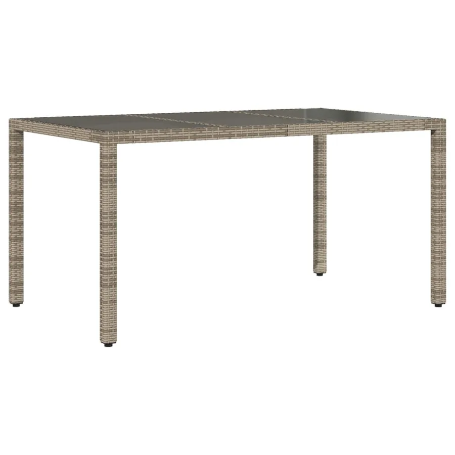 Table de jardin dessus en verre Gris 150x90x75cm Résine tressée - 2