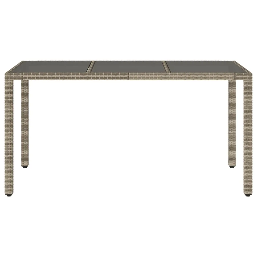 Table de jardin dessus en verre Gris 150x90x75cm Résine tressée - 4