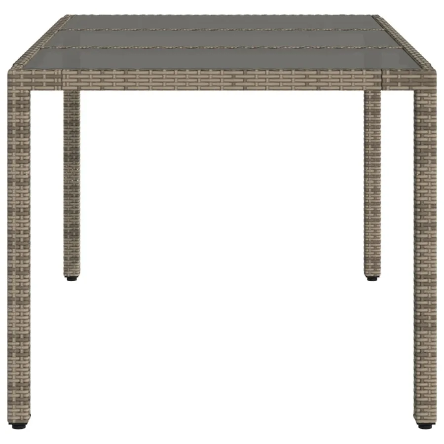 Table de jardin dessus en verre Gris 150x90x75cm Résine tressée - 5