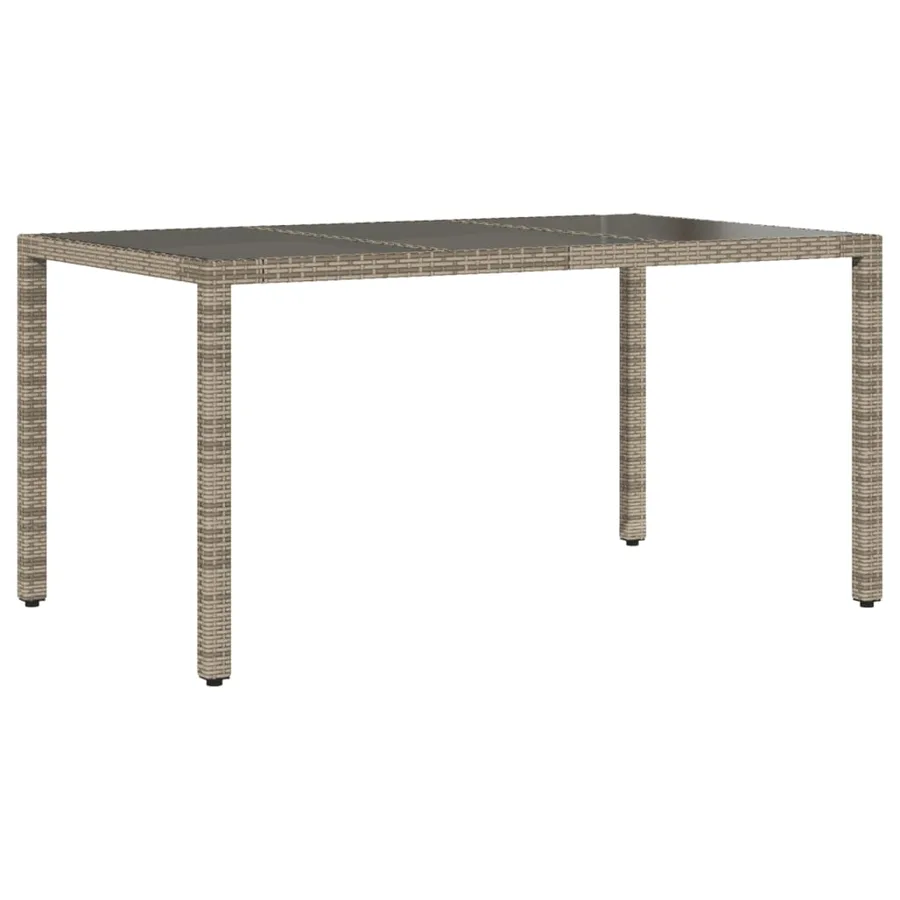 Table de jardin dessus en verre Gris 150x90x75cm Résine tressée - 6