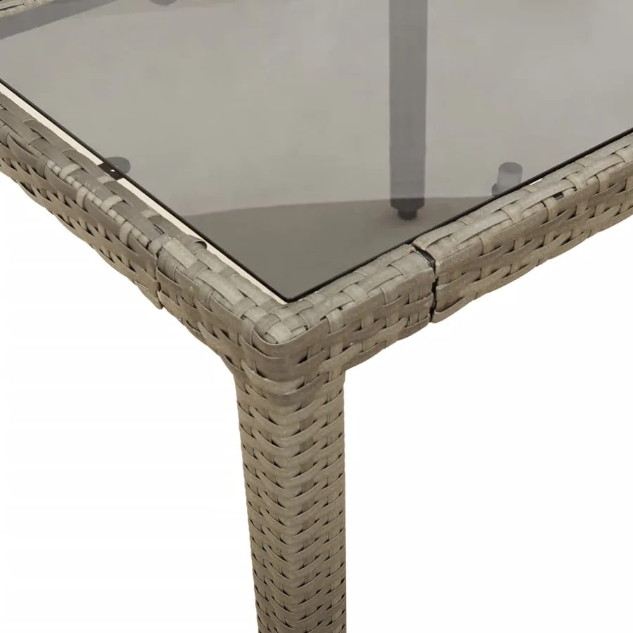 Table de jardin dessus en verre Gris 150x90x75cm Résine tressée - 8