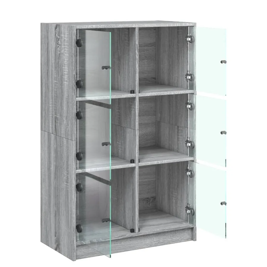 Buffet haut avec portes gris sonoma 68x37x109cm bois ingénierie - 6