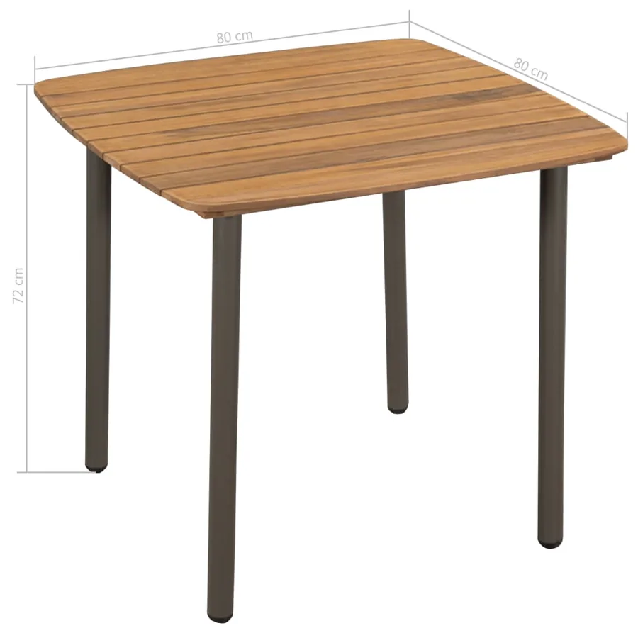 Table de jardin 80 x 80 x 72 cm Bois d'acacia solide et acier - 4