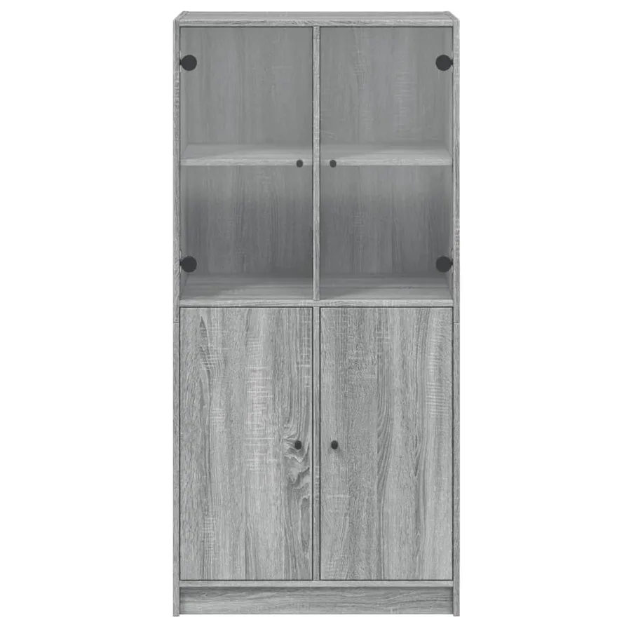 Buffet haut avec portes gris sonoma 68x37x142cm bois ingénierie - 7