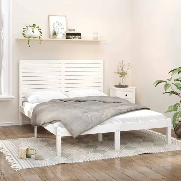 Cadre de lit sans matelas blanc 120x200 cm bois massif