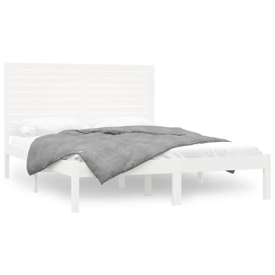 Cadre de lit sans matelas blanc 120x200 cm bois massif - 2
