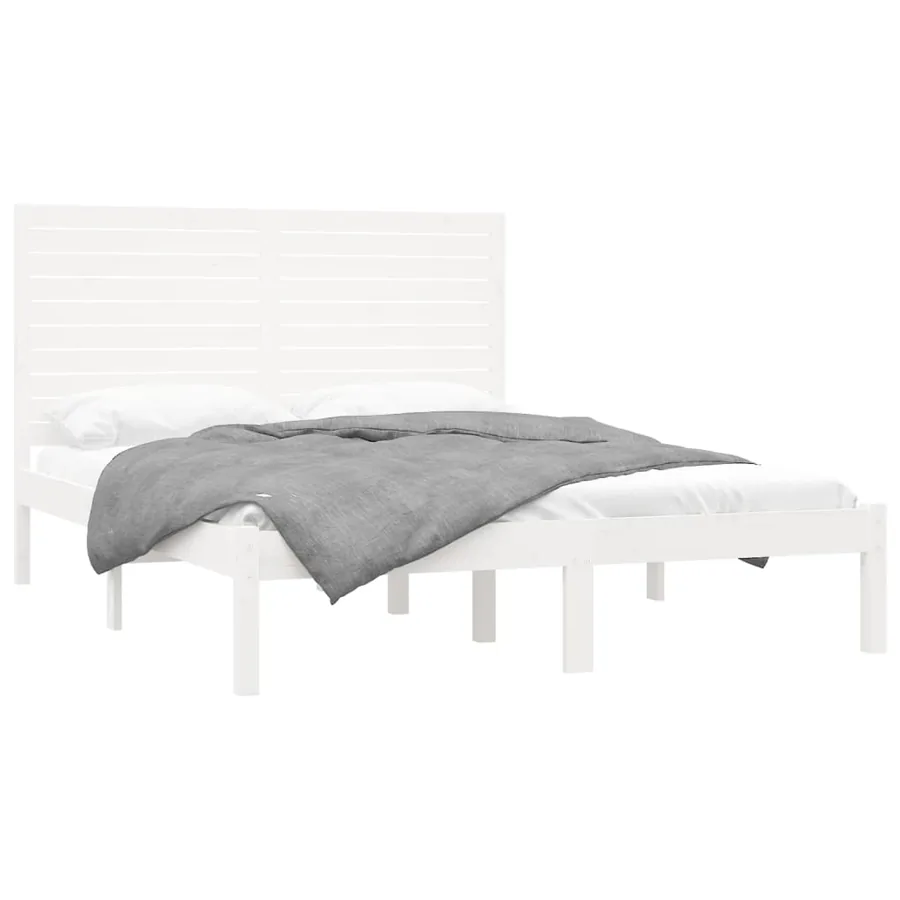 Cadre de lit sans matelas blanc 120x200 cm bois massif - 3
