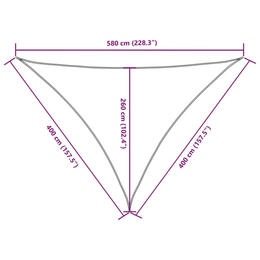Voile de parasol tissu oxford triangulaire 4x4x5,8 m marron - 10