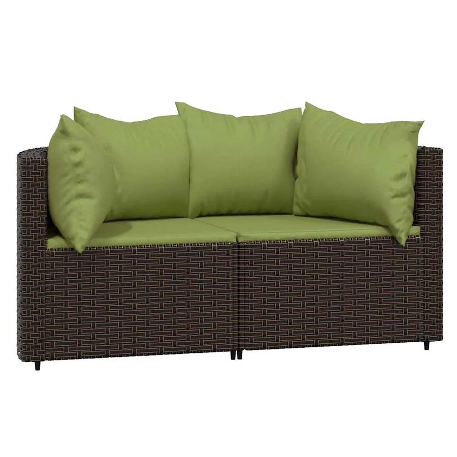 Salon de jardin 3 pcs avec coussins marron résine tressée - 3