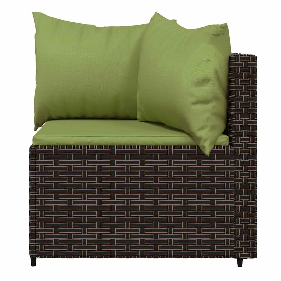 Salon de jardin 3 pcs avec coussins marron résine tressée - 7
