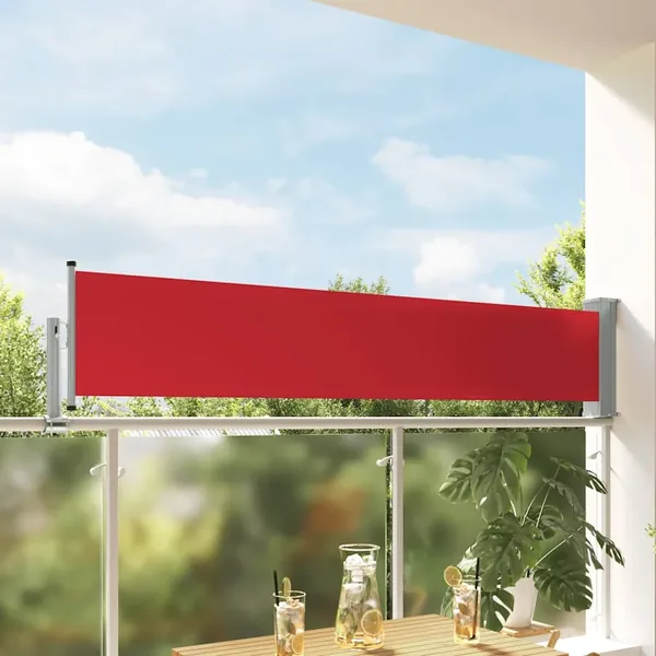 Auvent latéral rétractable de patio 60x300 cm Rouge