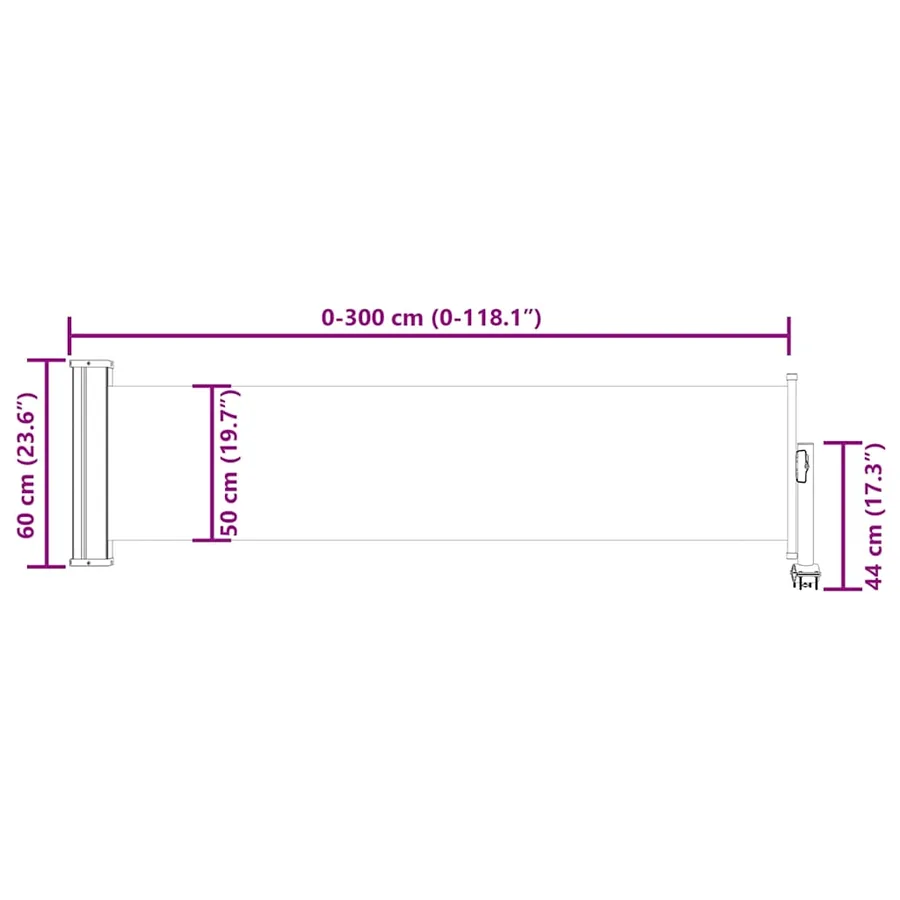 Auvent latéral rétractable de patio 60x300 cm Rouge - 11