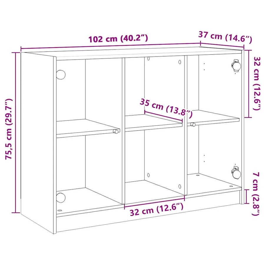Buffet gris béton 102x37x75,5 cm bois d'ingénierie - 11