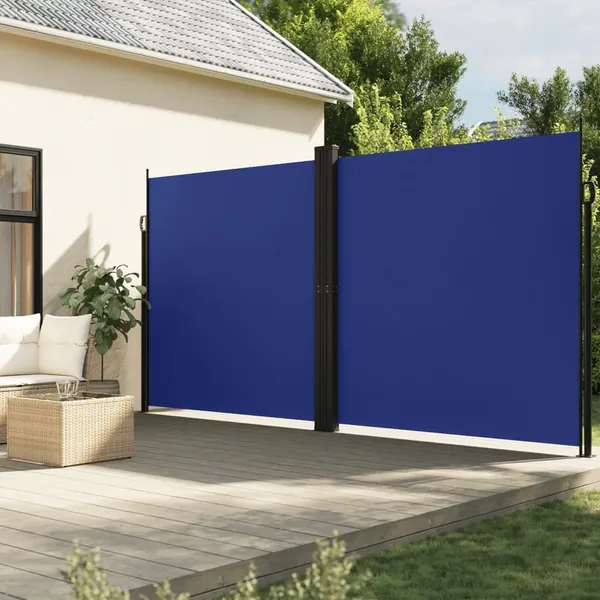 Auvent latéral rétractable bleu 220x1000 cm