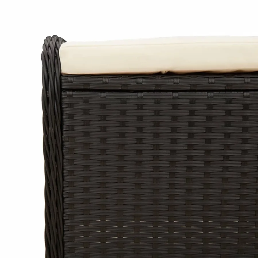 Tabouret de jardin avec coussin noir 58x46x46 cm résine tressée - 7
