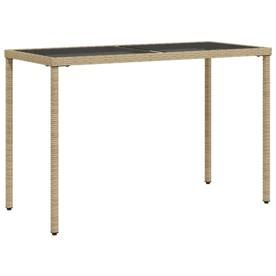 Table de jardin dessus en verre beige 115x54x74 cm poly rotin - 2