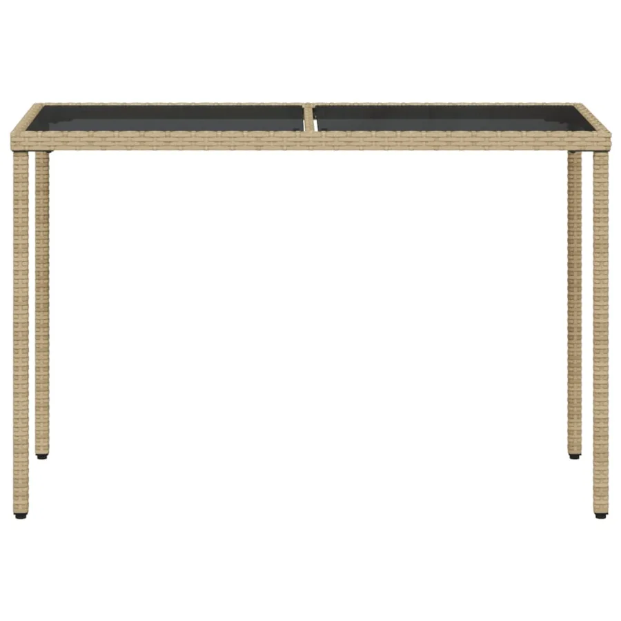 Table de jardin dessus en verre beige 115x54x74 cm poly rotin - 4