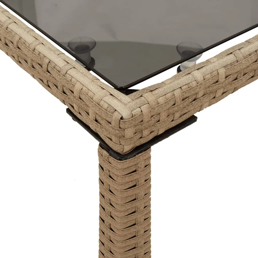 Table de jardin dessus en verre beige 115x54x74 cm poly rotin - 8