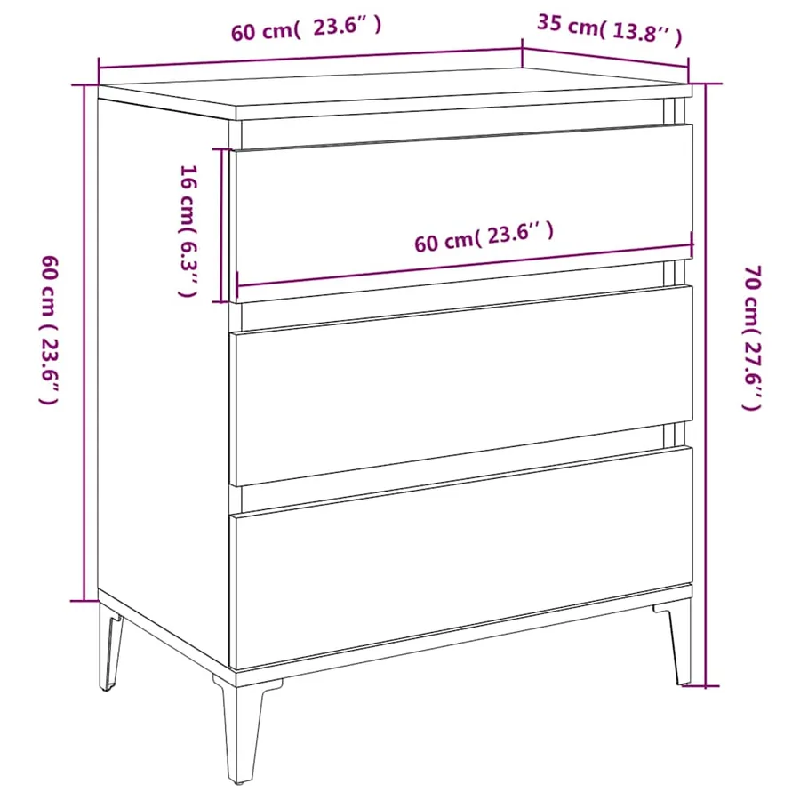 Buffet Sonoma gris 60x35x70 cm Bois d'ingénierie - 9