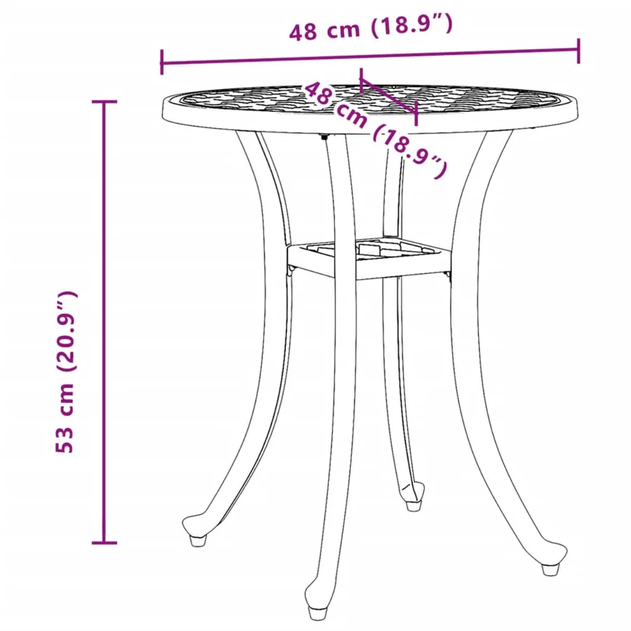 Table de jardin vert Ø48x53 cm aluminium coulé - 11