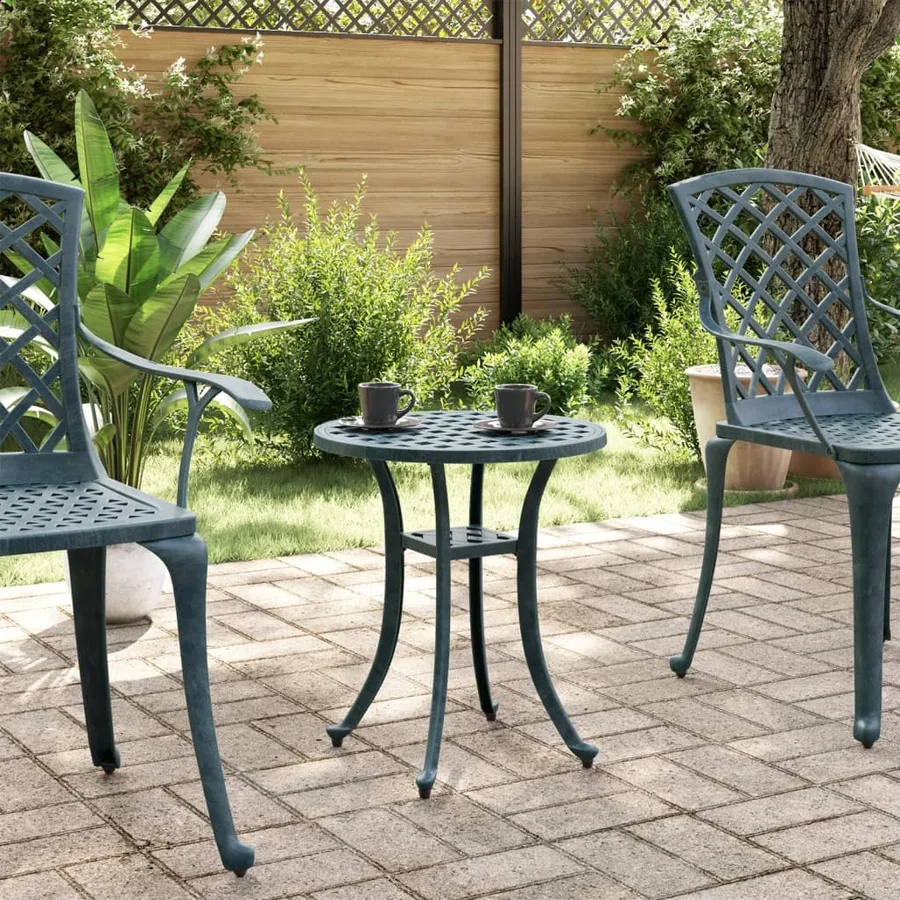 Table de jardin vert Ø48x53 cm aluminium coulé - 3