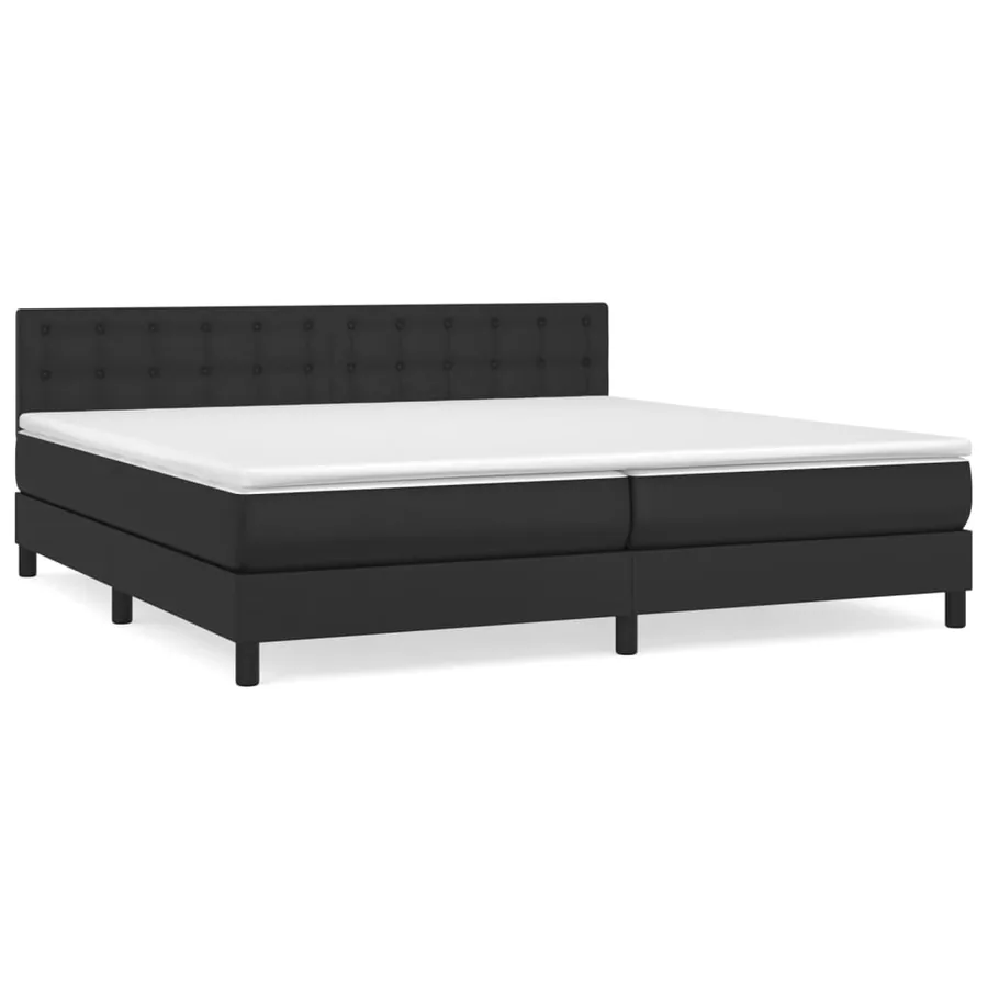 Sommier à lattes de lit avec matelas Noir 200x200 cm Similicuir - 2